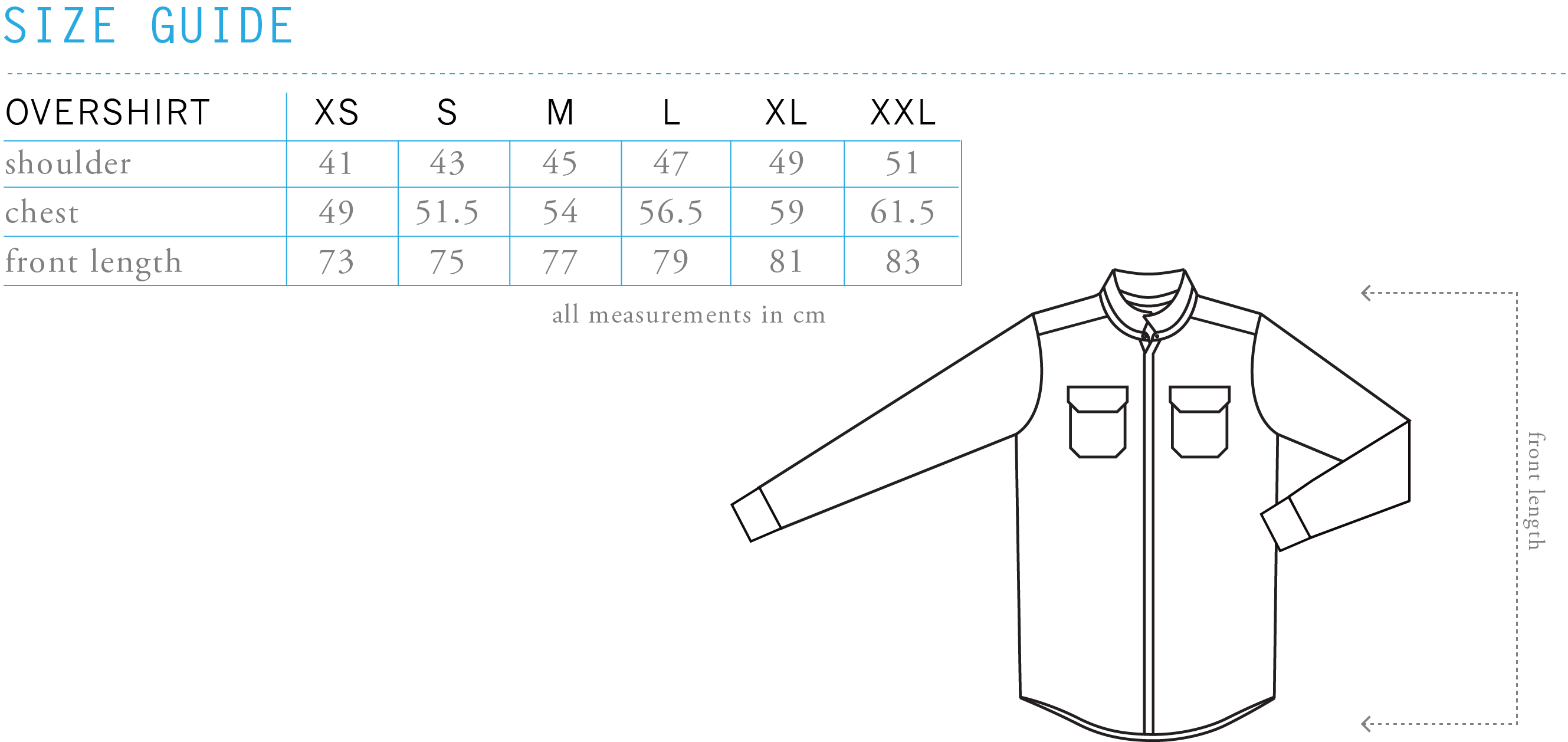 Overshirt Size Chart 